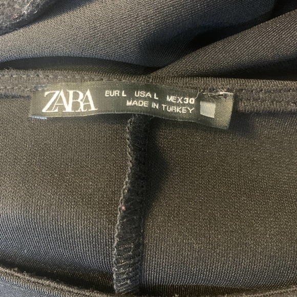 ZARA Womens Dress Size Large Black Long Sleeves Bird Leaf Button Details - Picture 6 of 6